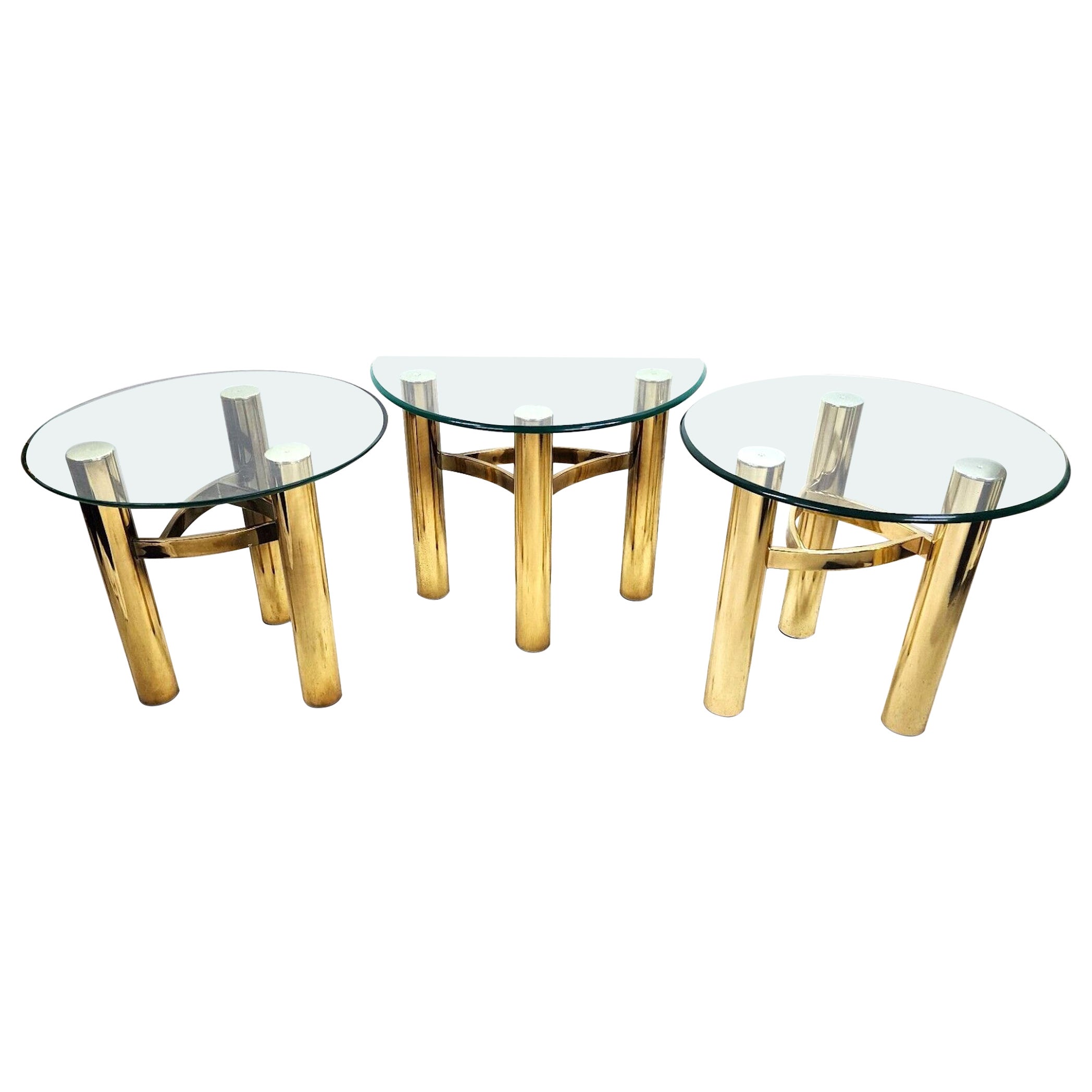 MCM Tubular Brass Table Set Vintage For Sale