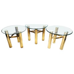 MCM Tubular Brass Table Set Vintage