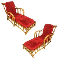 Restored Mid Century Chaise Lounge Outdoor Patio Chair, Pair of Two