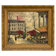 Constantin Kluge vibrante pintura al óleo sobre lienzo Escena de ciudad Francia 