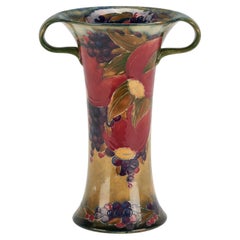 Art deco style MOORCROFT Pottery LARGE vase POMEGRANATE pattern with handles.