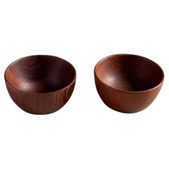 Pair of Danish Modern Oiled Teak Salt Cellars, Frantz Lyngby, circa 1960