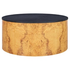 Retro Burl Wood and Granite "Drum" Coffee Table by Paul Mayen