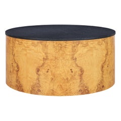 Vintage Burl Wood and Granite "Drum" Coffee Table by Paul Mayen
