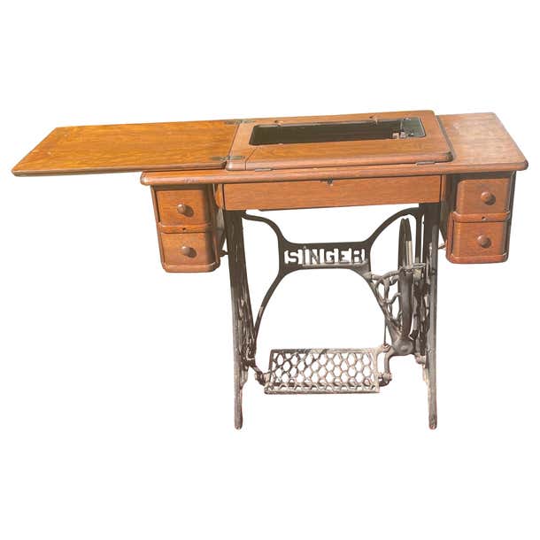Vintage Singer Sewing Machine - Work Table For Sale at 1stDibs | old ...