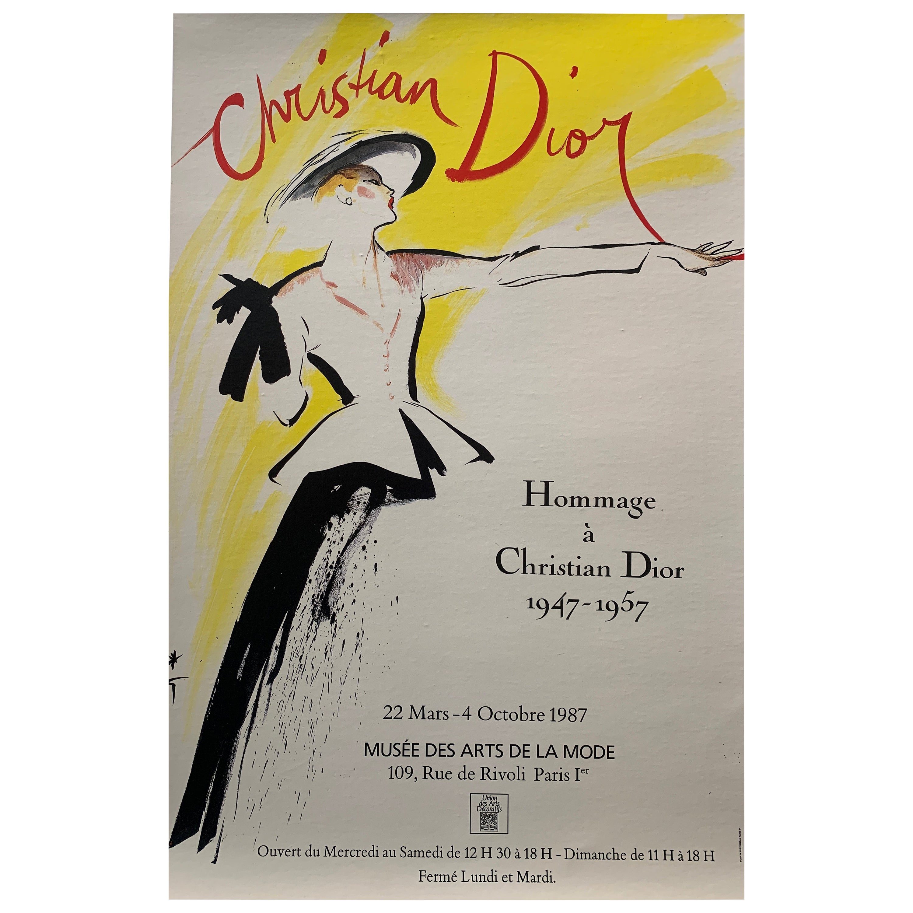 Original Vintage Poster Christian Dior by Rene Gruau, 1987 For Sale