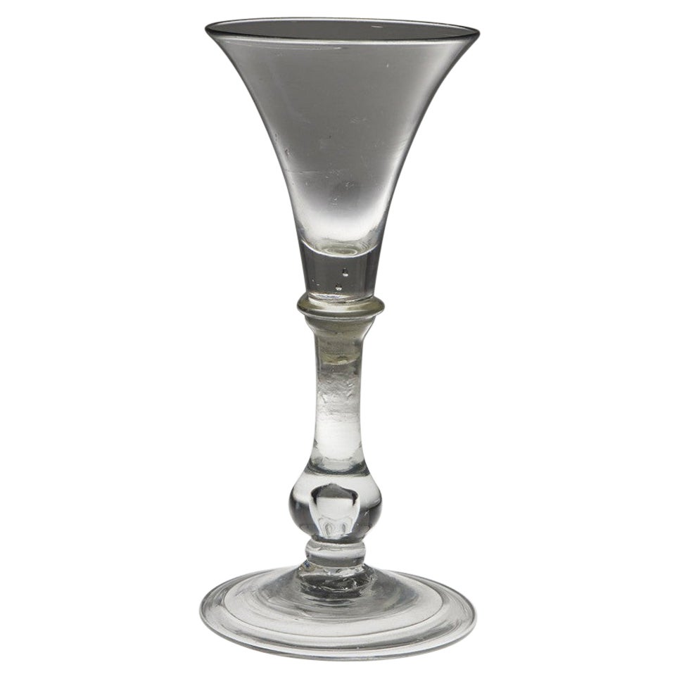 Rare Form 18th Century Balustroid Wine Glass c1740 For Sale