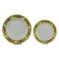 Set of 2 Antique Rare Design Jiaqing Period Famille Jaune Plates, 18/19th Cen