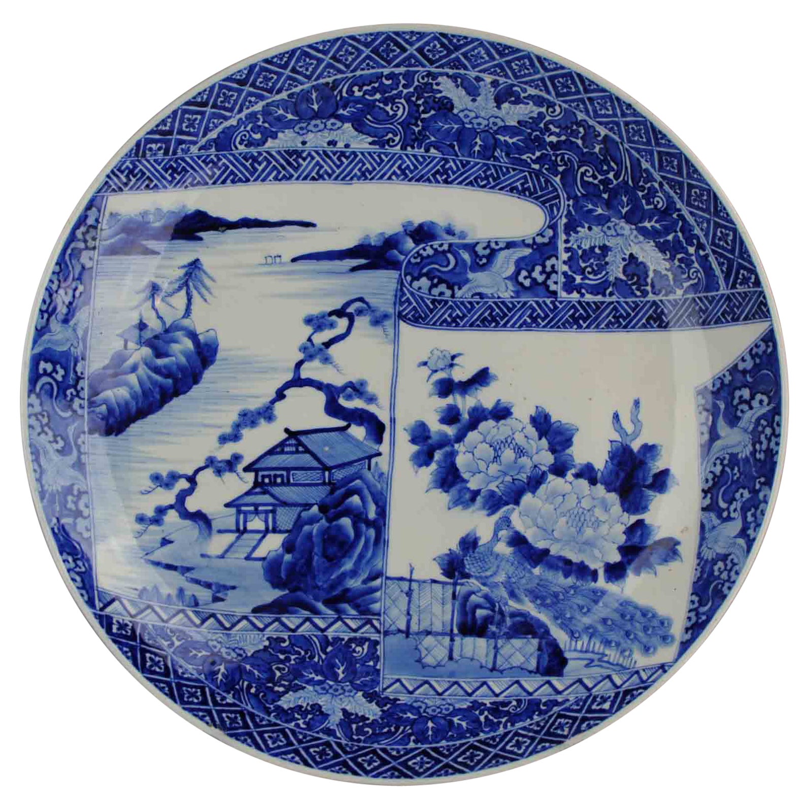 Chargeur Meiji en porcelaine japonaise Animaux Paysage, vers 1900