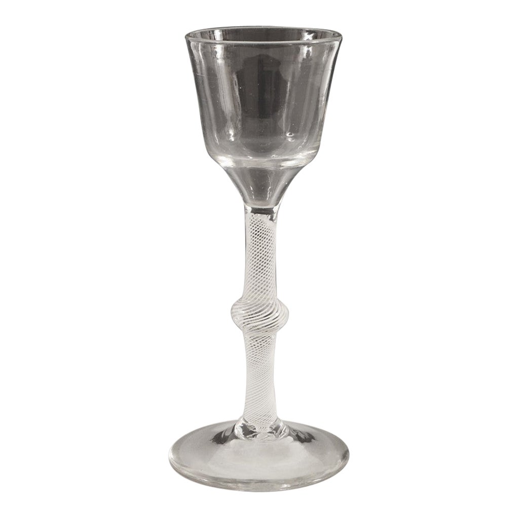18th Century Multi Spiral Opaque Twist Wine Glass c1760 For Sale