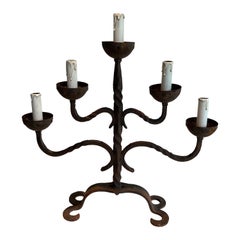 Vintage 5 Lights Wrought Iron Candlestick
