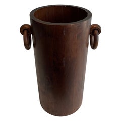 Vintage Brutalist Wooden Umbrella Stand