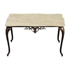 French Vintage Marble Brass Coffee Table-Cocktail Table-Style Louis XV-60s