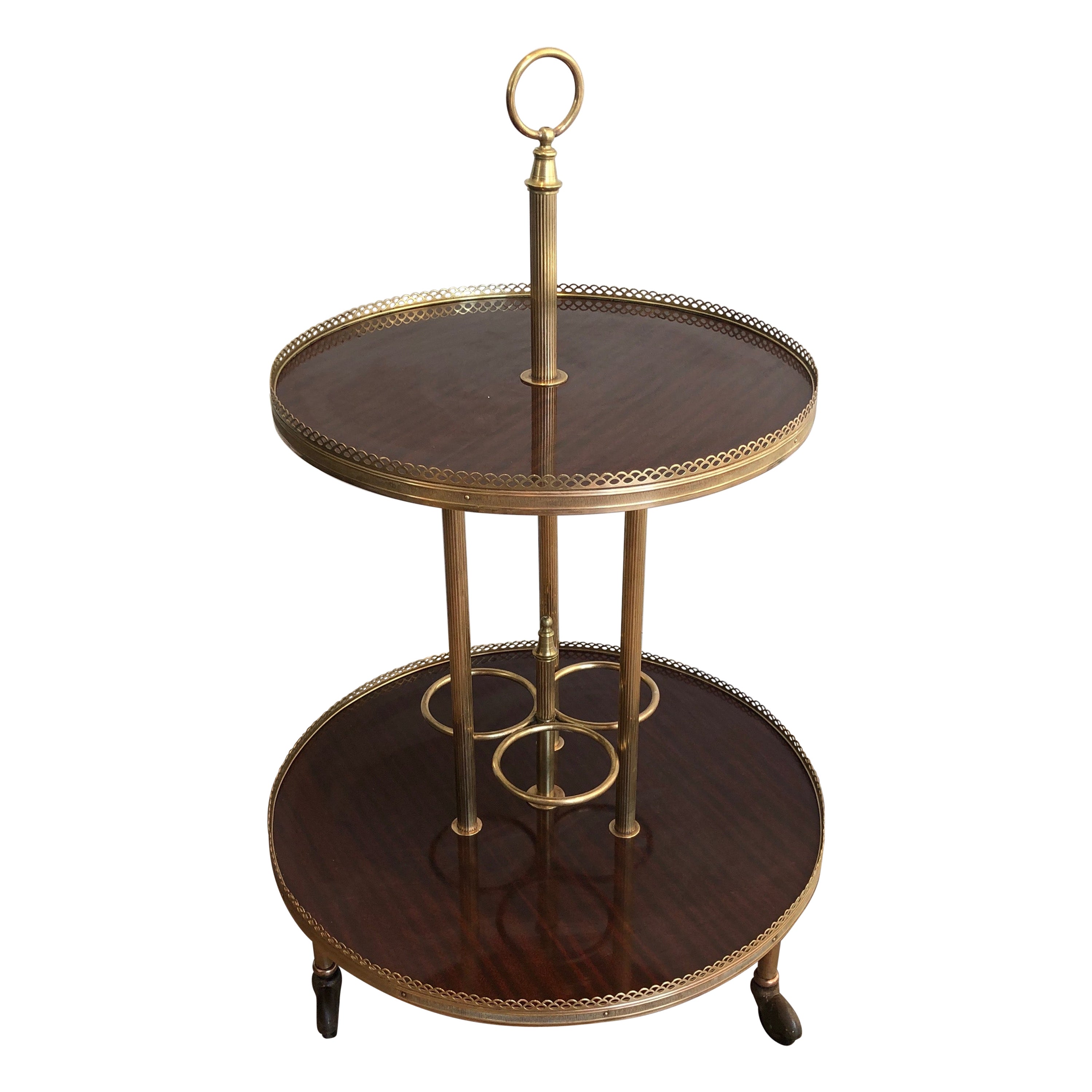 Round Mahogany and Brass Drinks Trolley For Sale