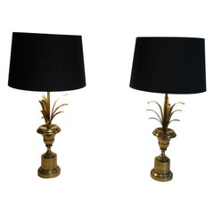 Pair of Palm Tree and Brass Neoclassical Style Wal  Lights in the style of Maiso