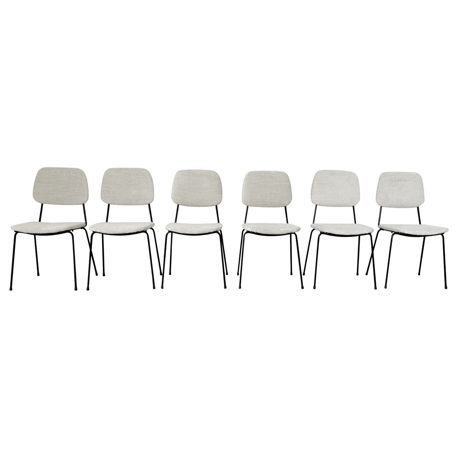 Moderner 6er-Set Stühle aus der Mitte des Jahrhunderts, Italien, 1960er Jahre – neue Polsterung