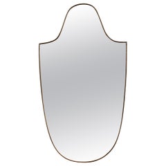 Mid-Century Italian Wall Mirror with Brass Frame - Large 