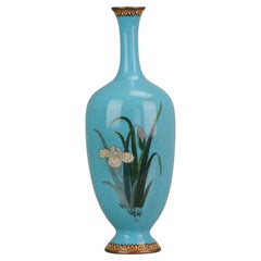 Antike schöne Meiji Periode Japanische Bronze Cloisonne Vase Blumen, 19.