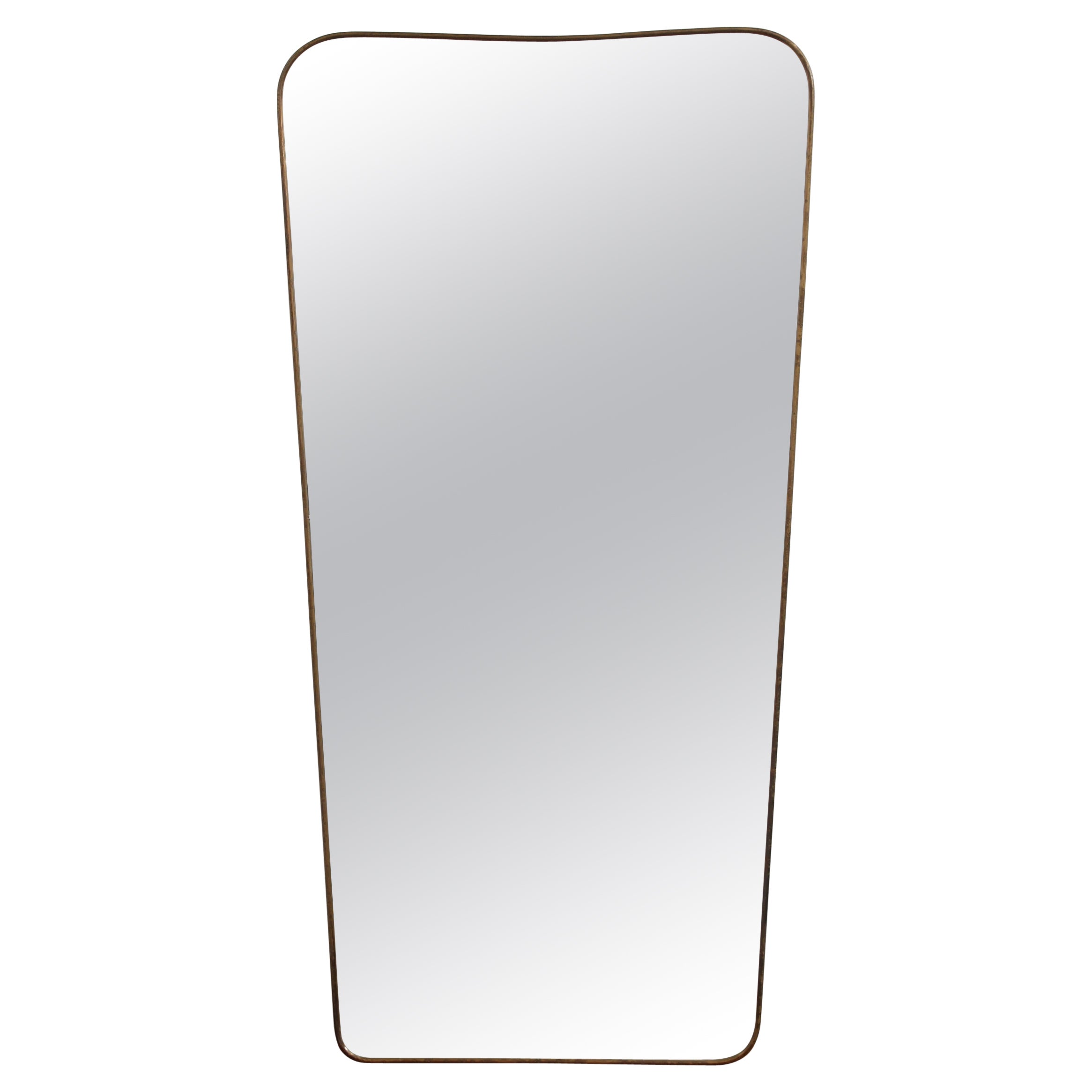 Vintage Italian Wall Mirror with Brass Frame (circa 1950s) - Large For Sale
