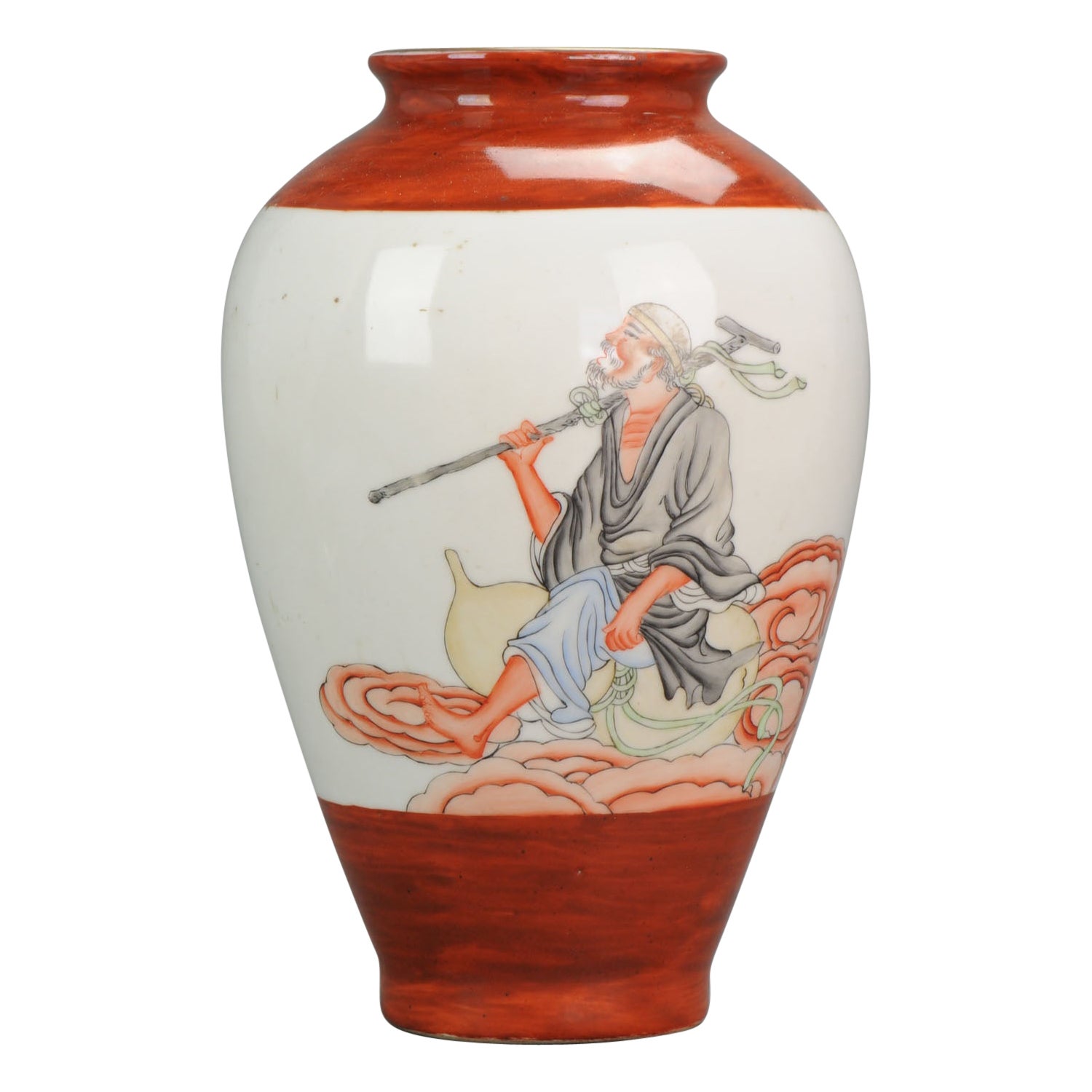 Chinesische Proc-Vase aus Porzellan, Wise Man Clouds, Kalligrafie, gekennzeichnet, 20. Jahrhundert