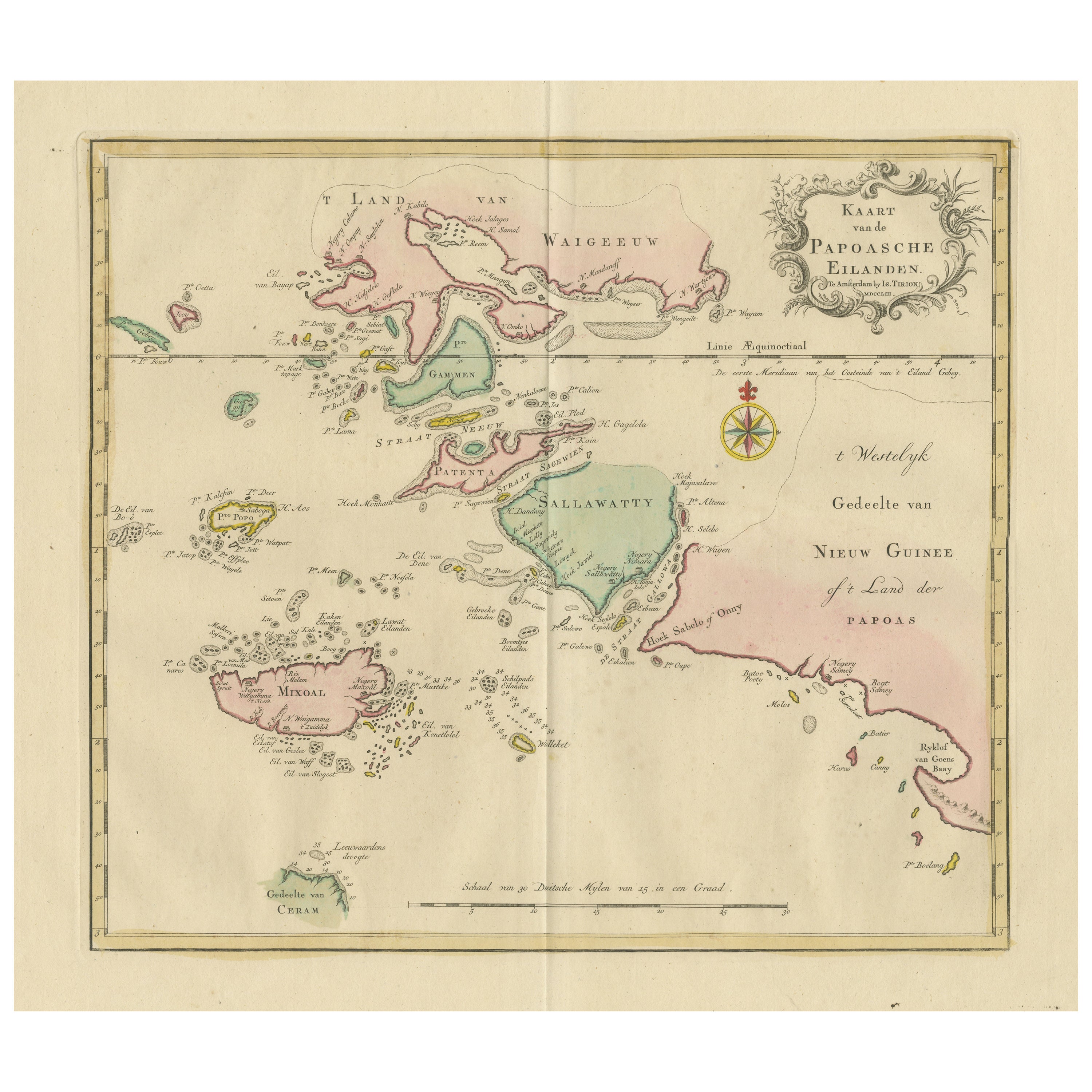 Carte ancienne qui s'étend des îles Spice à l'ouest de la Papouasie-Nouvelle-Guinée