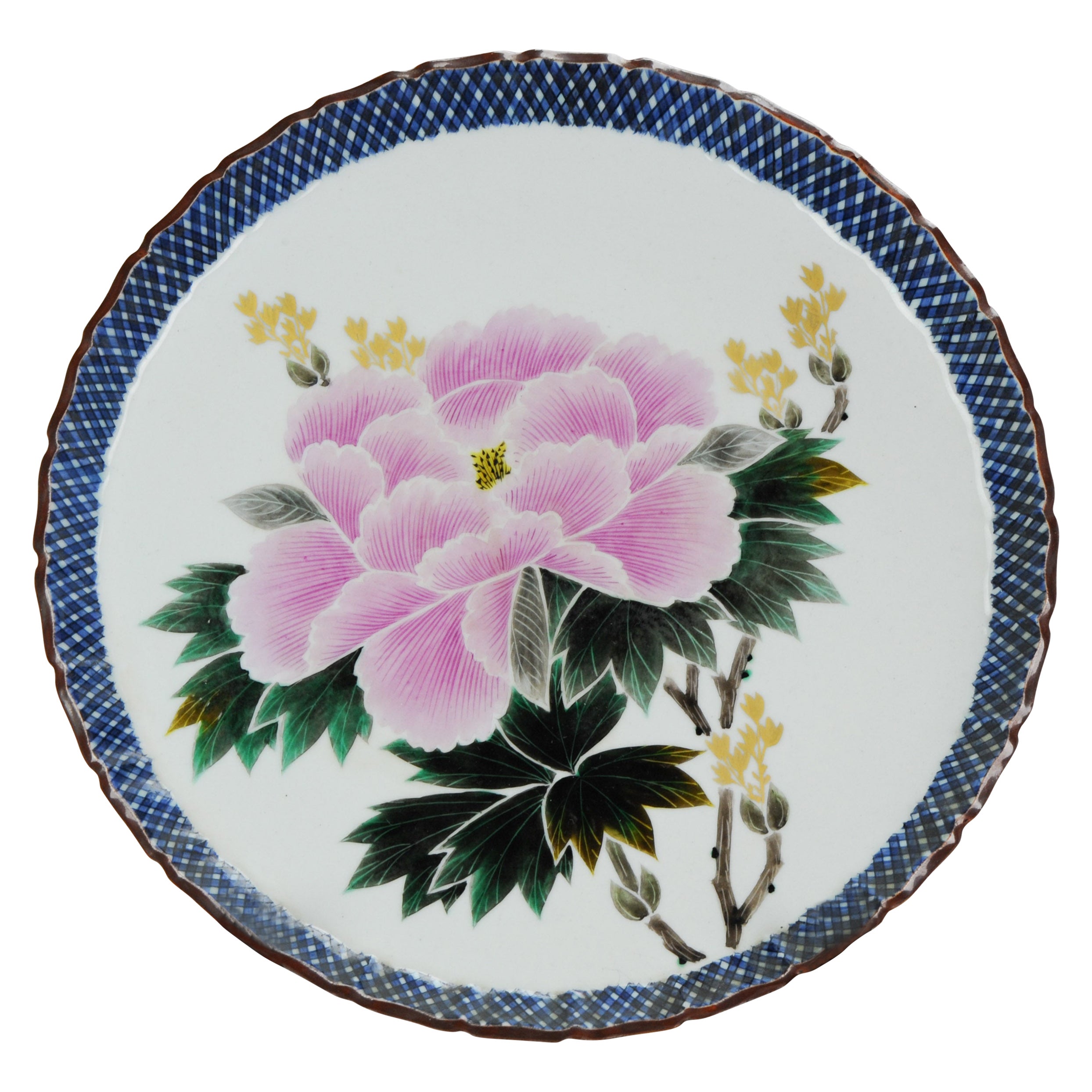 Top Quality Vintage Japanese Arita Coloured Kutani Large Plate Porcelain, 20th C For Sale