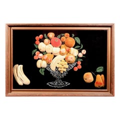 American Feltwork Picture of Fruit in a Footed Bowl, Probably New York State