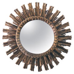Retro Spanish Sunburst Circular Giltwood Mirror