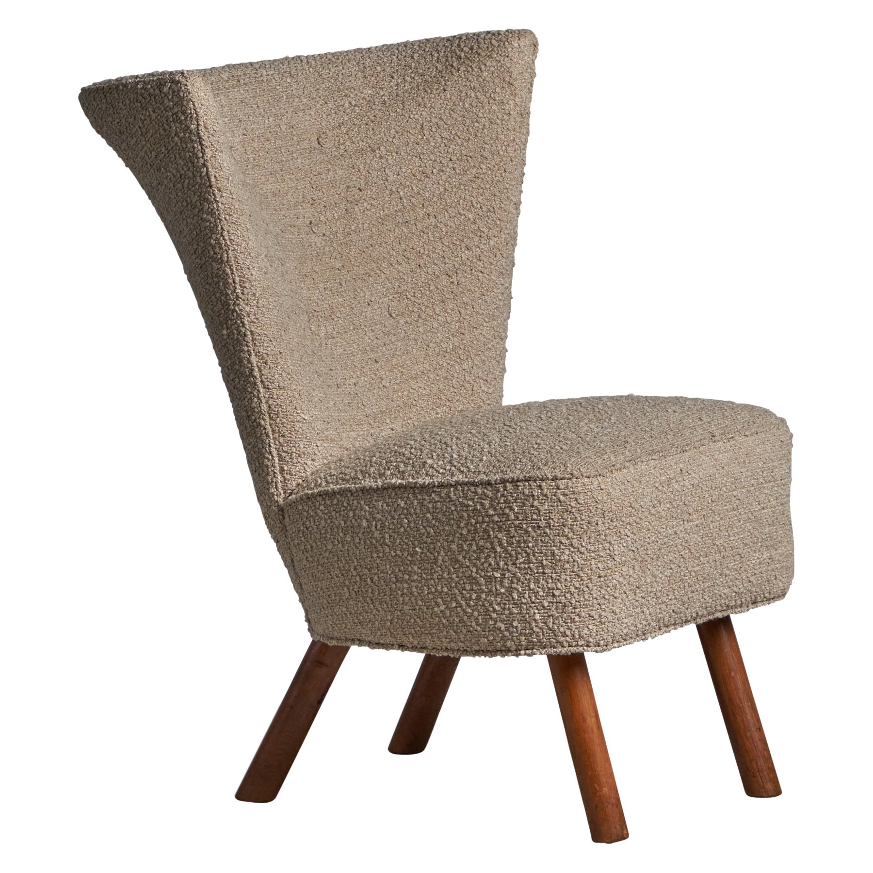 Danish Cabinetmaker, Slipper Chair, Fabric, Wood, Denmark, 1940s For Sale