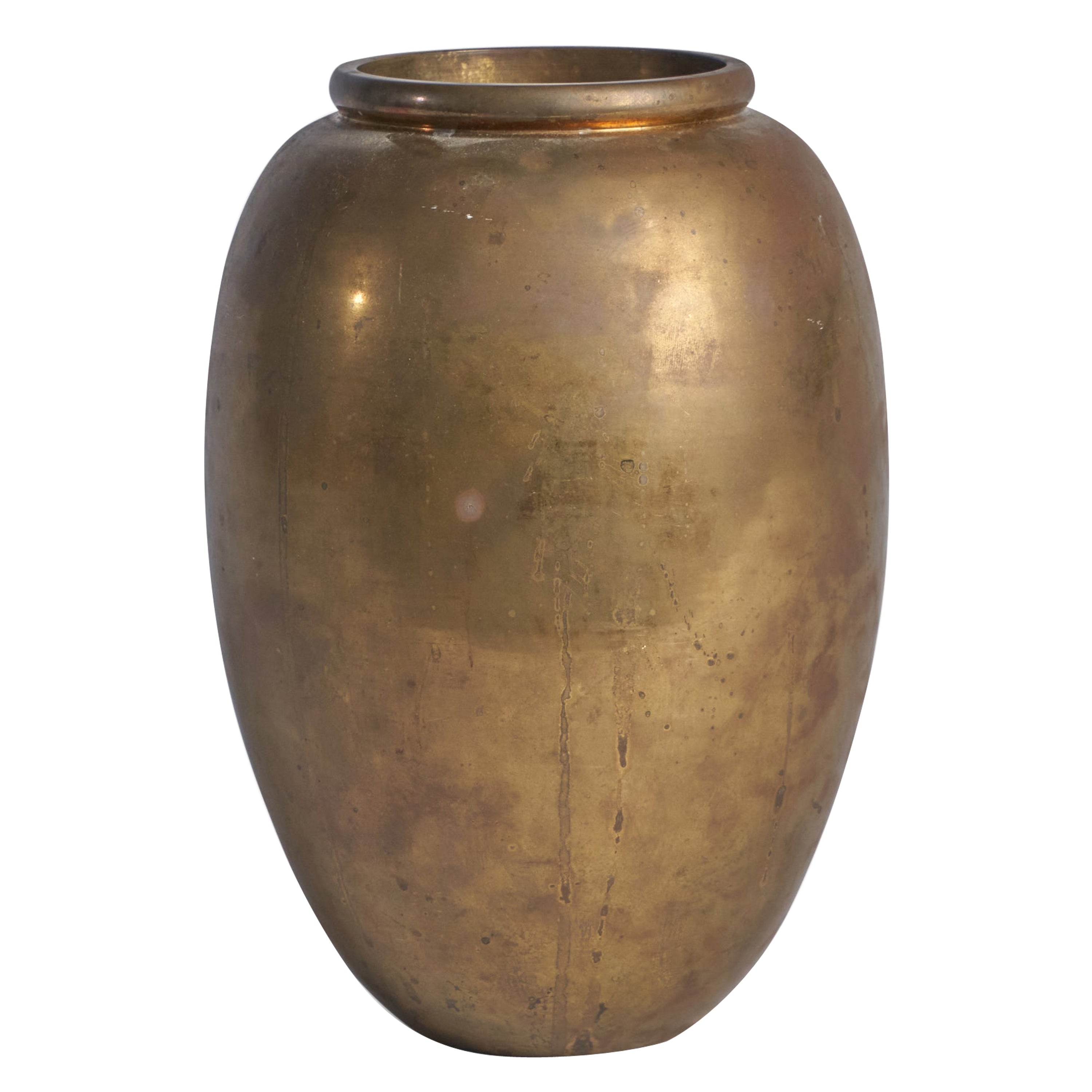 Italian Designer, Vase, Brass, Sweden, 1940s For Sale