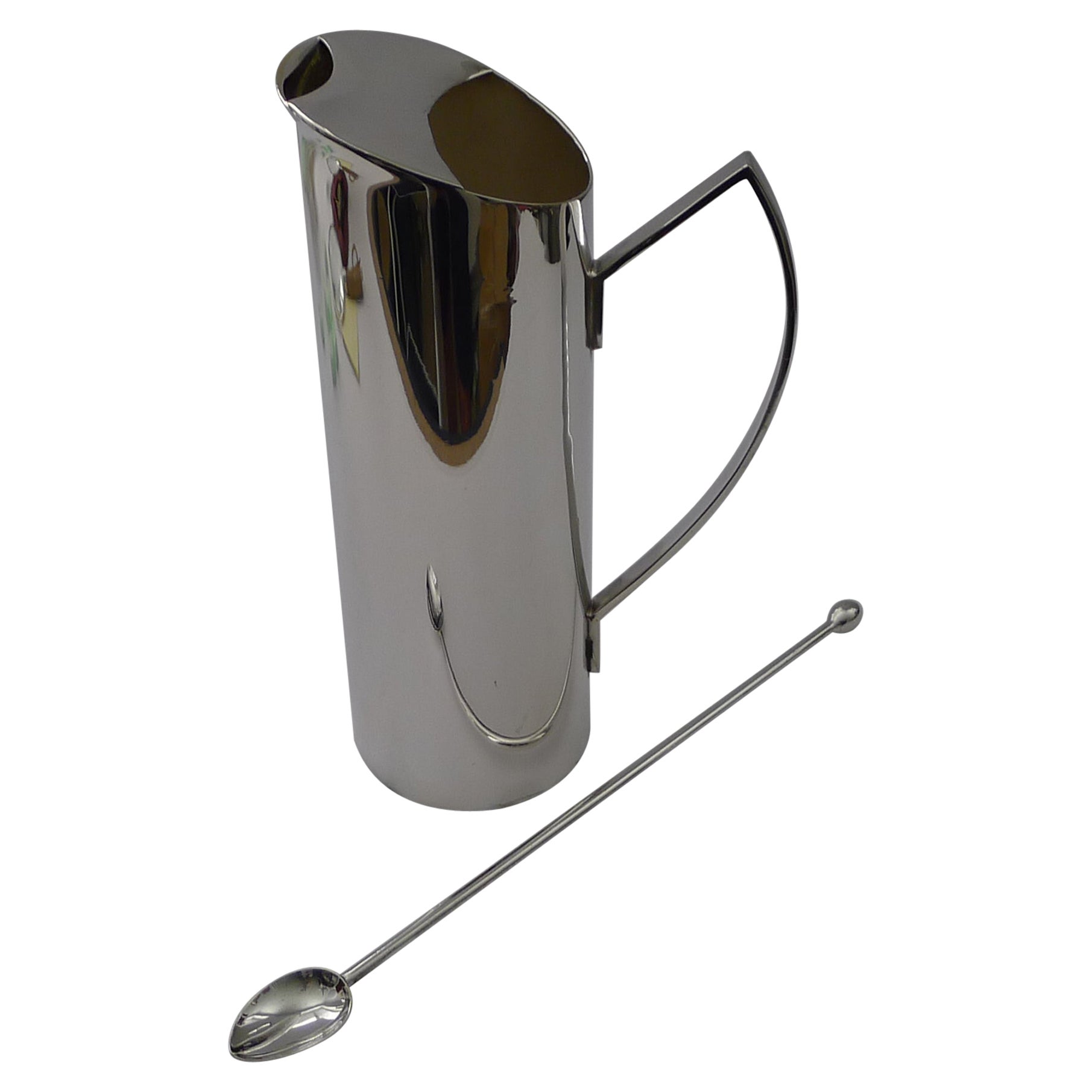 Art Deco Martini / Cocktail Jug and Mixing Spoon c.1940 For Sale