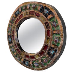 Vintage Ceramic mirror by Roger Guerin 1950'S 
