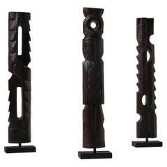 Large set of Abstract wooden sculptures, France 1970s - II