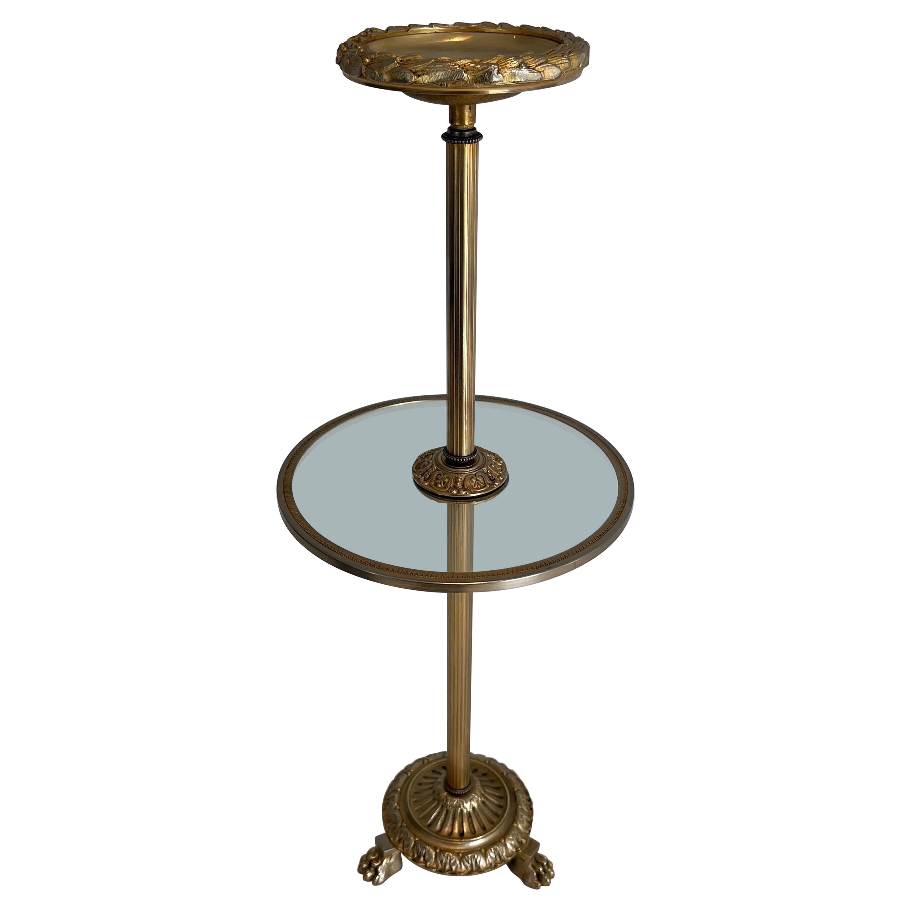 Bronze, Glass and Brass Ashtray on Stand by Maison Baguès