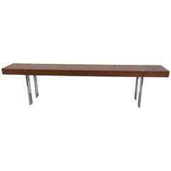 Lacquered Wood Console Table on Chrome Base