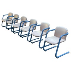 Vintage Set of 6 Kinetics Blue 100/300 Chairs by Salmon & Hamilton