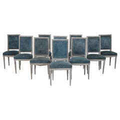 Antique Set (10) French Louis XVI Dining Room Chairs Old Paint Need Restoration