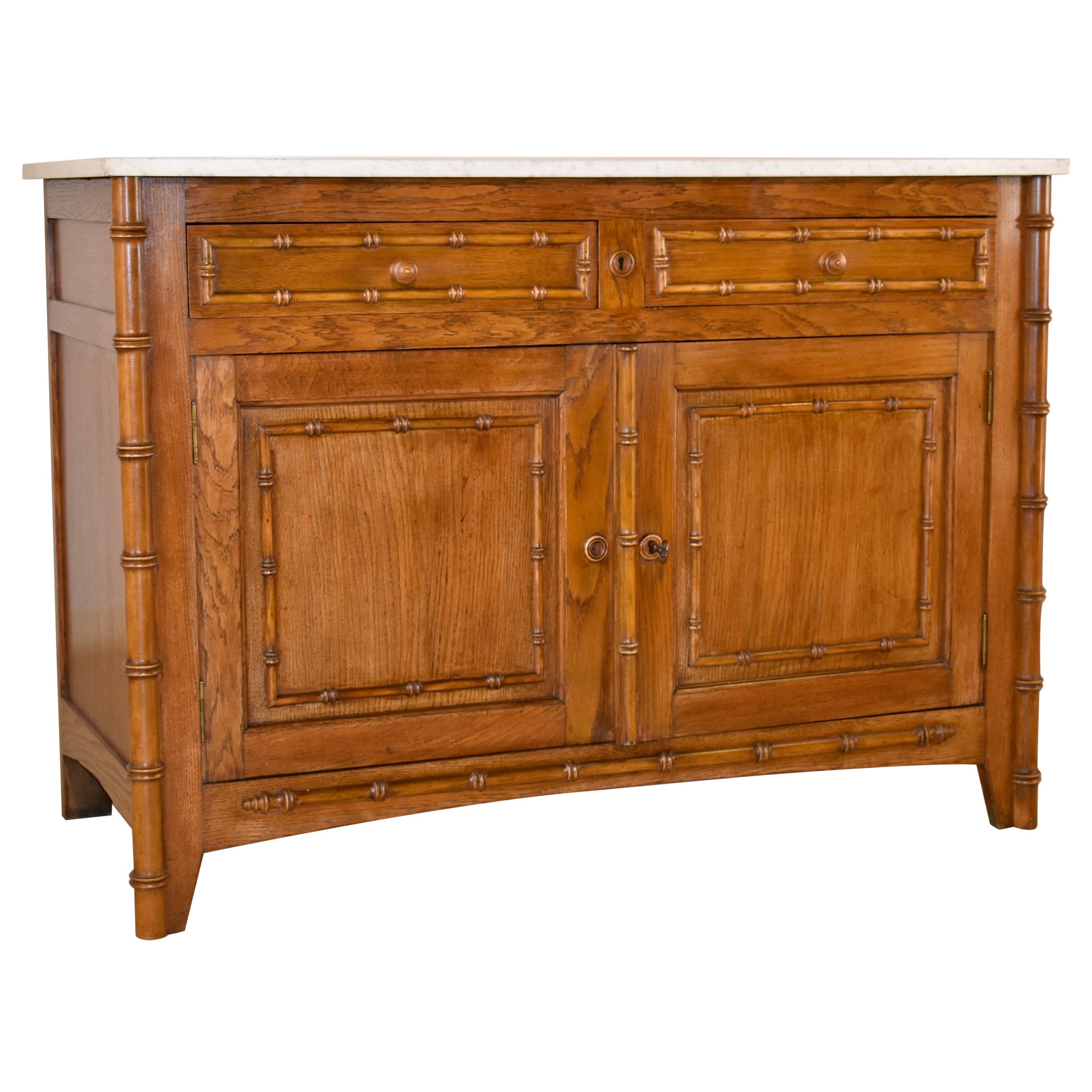 19th Century Faux Bamboo Buffet with Marble Top For Sale
