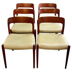 Set of 6 Model 75 Teak Dining Chairs by Niels Otto Møller 
