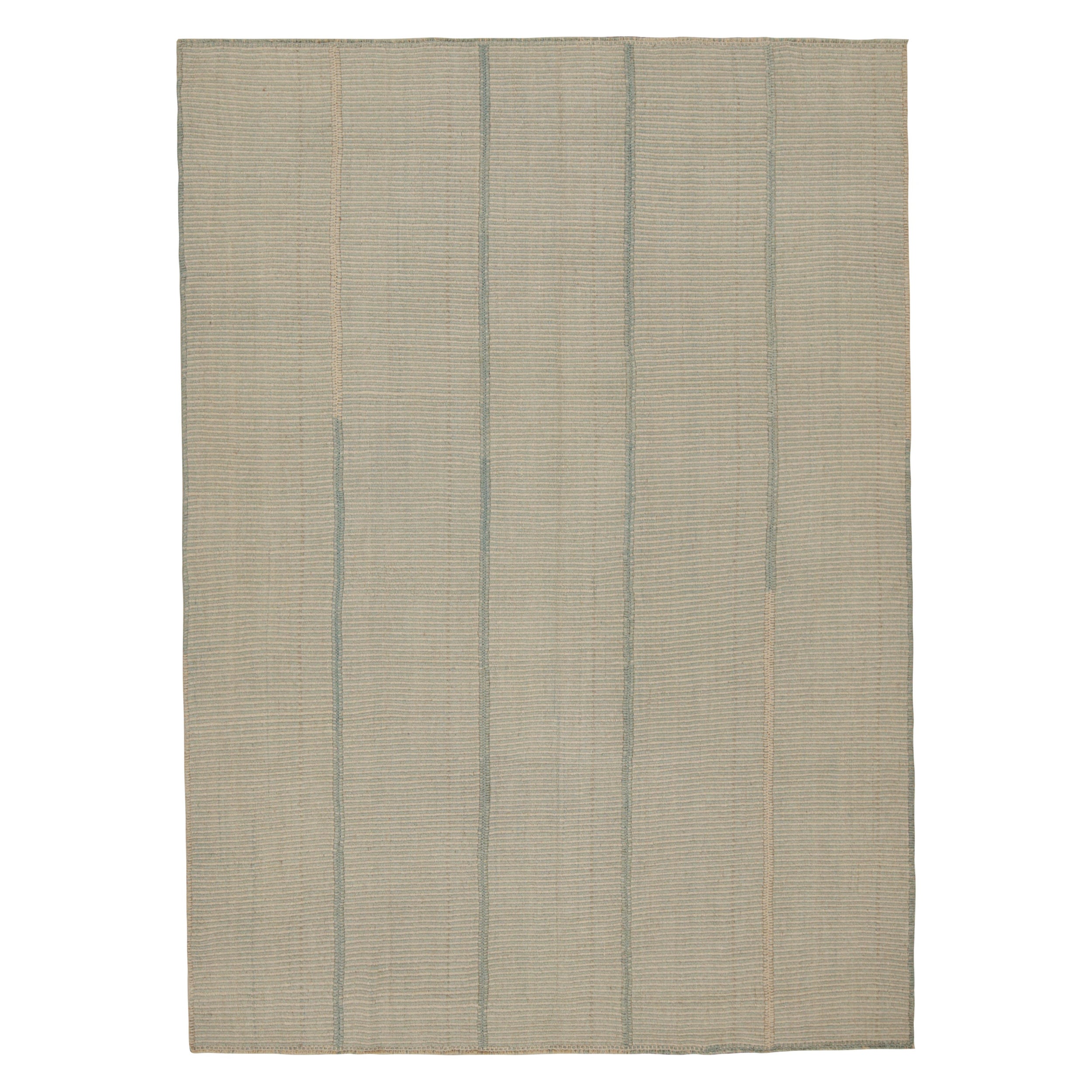 Rug & Kilim’s Contemporary Kilim in  in Beige and Blue Accents For Sale