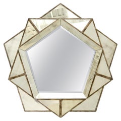 Vintage Large Geometric Venetian Style Beveled Mirror