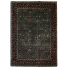 Antique Sivas Rug in Teal, with Floral Patterns, from Rug & Kilim