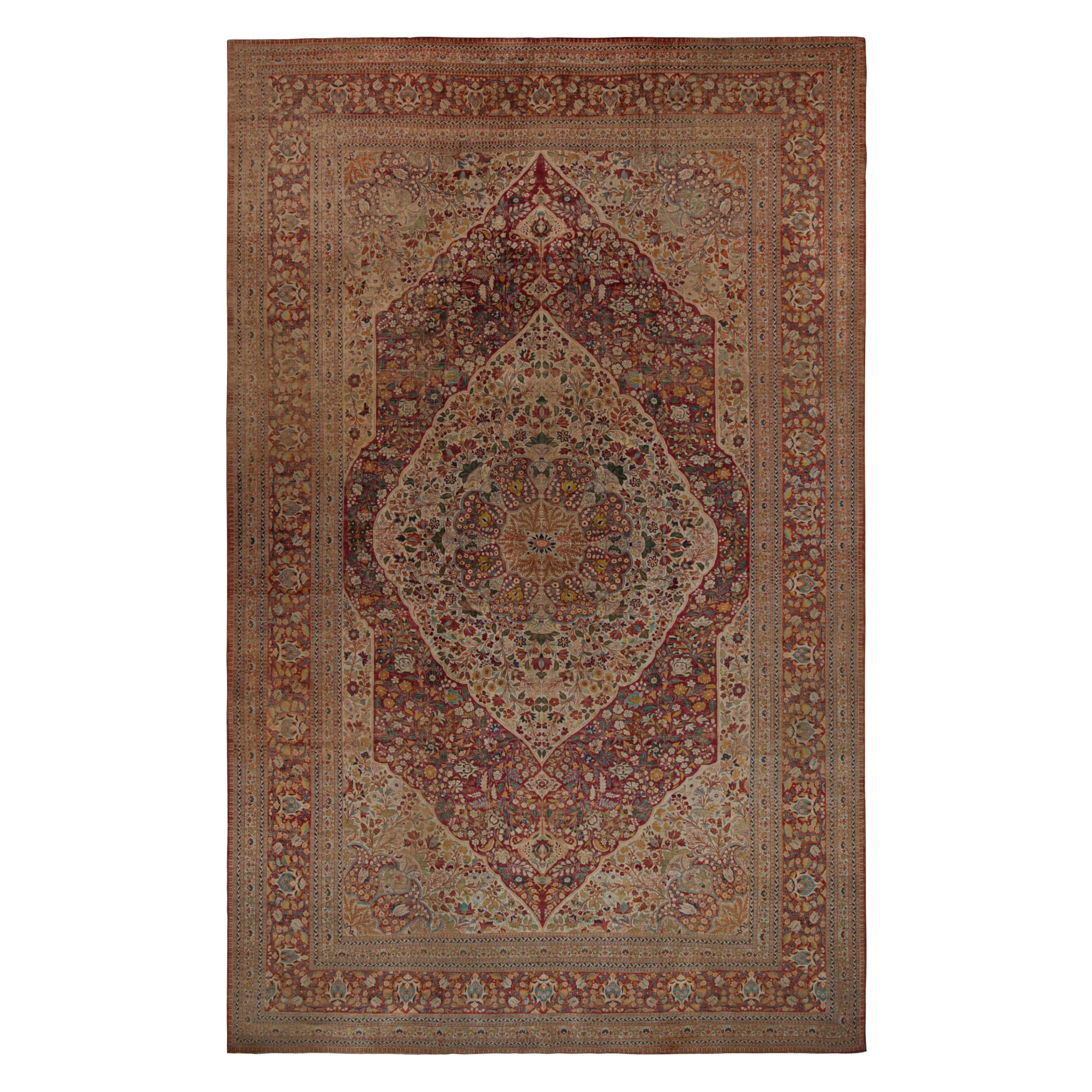 Antique Persian Tabriz Rug, in Brown, with Floral Patterns, from Rug & Kilim For Sale