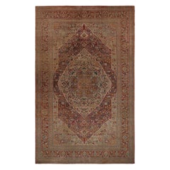 Antique Persian Tabriz Rug, in Brown, with Floral Patterns, from Rug & Kilim