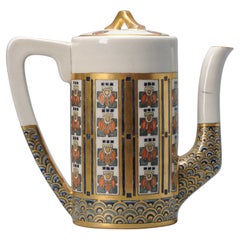 Antique Japanese Satsuma Tea Pot with Art Deco Influence Japan, 20th Century