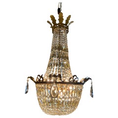 Large empire chandelier with clear and amber crystal 