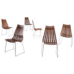 6 x Hans Brattrud Scandia Prince Rosenholz-Esszimmerstuhl für Hove Mobler, Scandia, 1957
