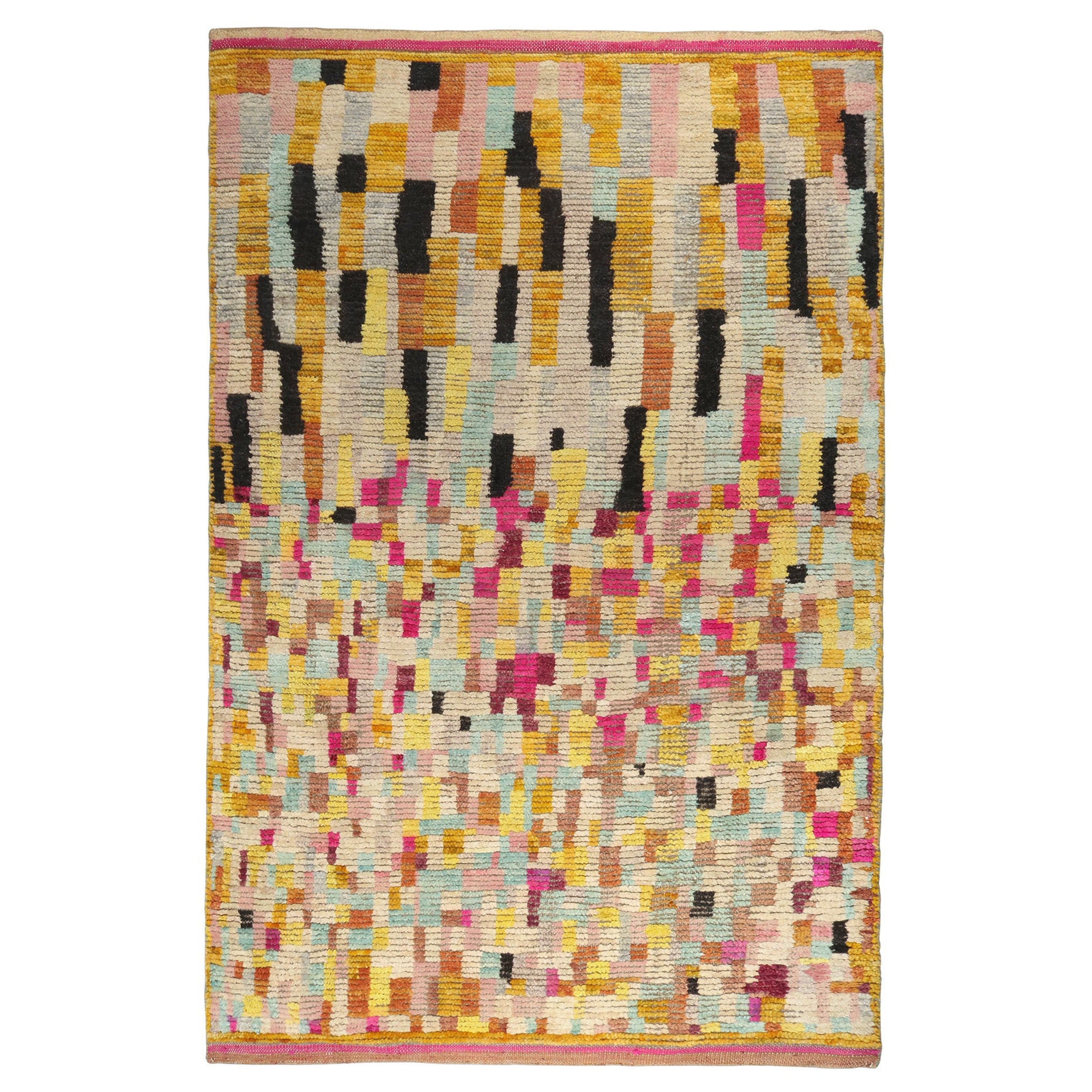 Rug & Kilim’s Moroccan Style Rug in Pink with Vibrant Polychromatic Patterns For Sale