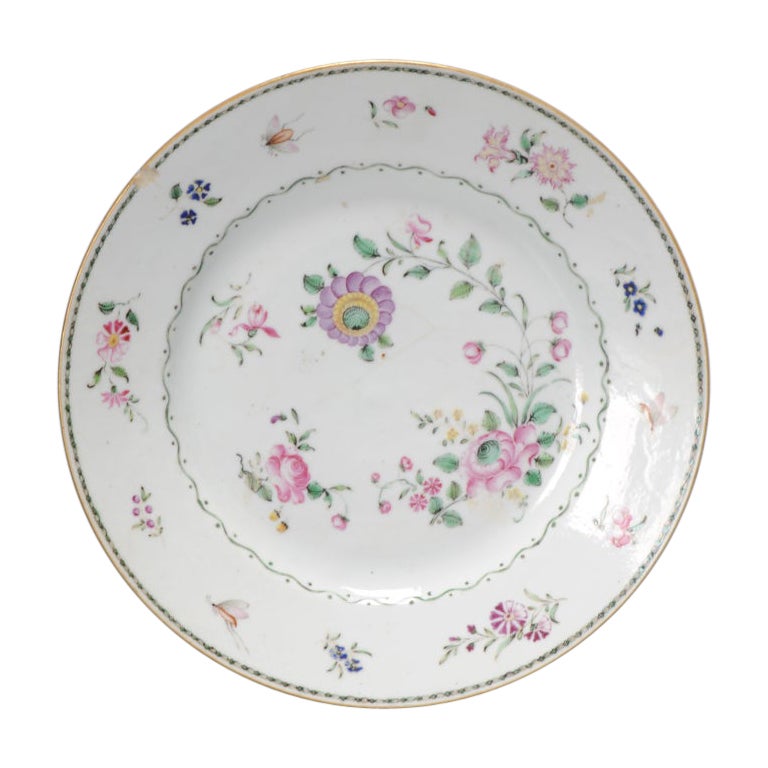 Antique Chinese Porcelain Famille Rose Dish Insects James Giles, 18th Century For Sale