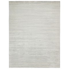Rug & Kilim's Contemporary-Teppich in Silber, Off-White und blauen Streifen